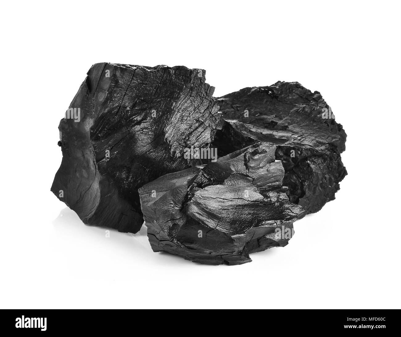 Charbon sur fond blanc Banque D'Images