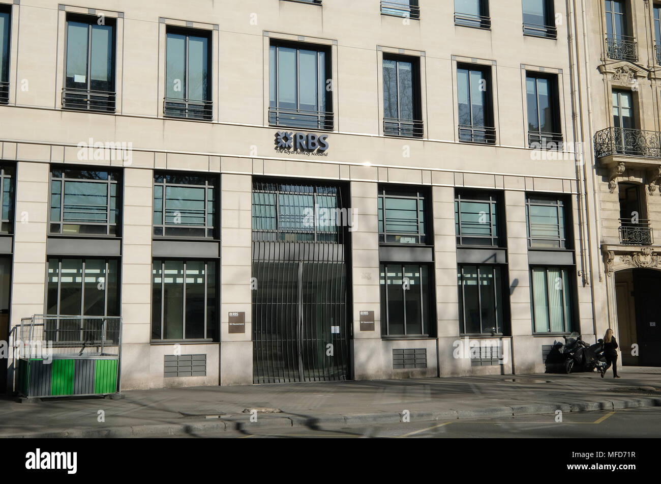 La direction générale de la Royal Bank of Scotland Boulevard Haussmann, Paris. Banque D'Images