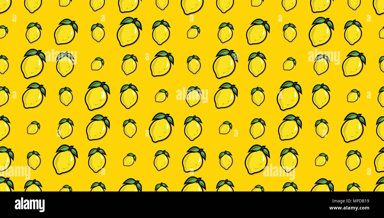 La répétition de motif transparent jaune lumineux cartoon citrons Illustration de Vecteur