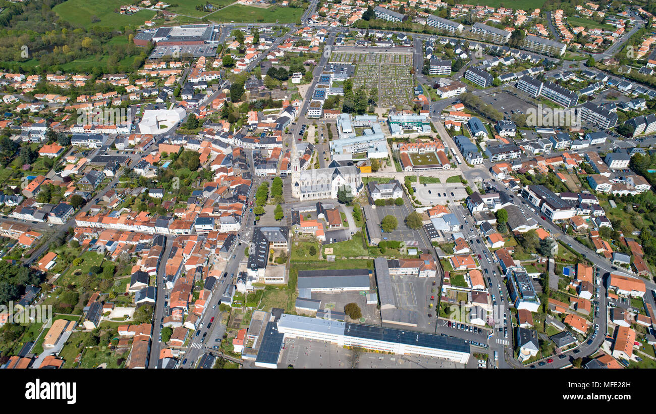 Photographie aérienne de la ville de Vertou, près de Nantes, Loire Atlantique, France Banque D'Images