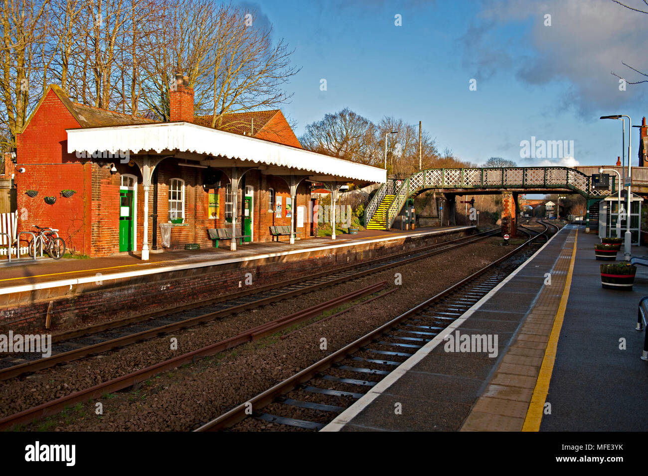 Reedham Railway Station (Norfolk) sur le Wherry Lignes entre Cantley et éditions des armes sur la branche à partir de Great Yarmouth Norwich Banque D'Images