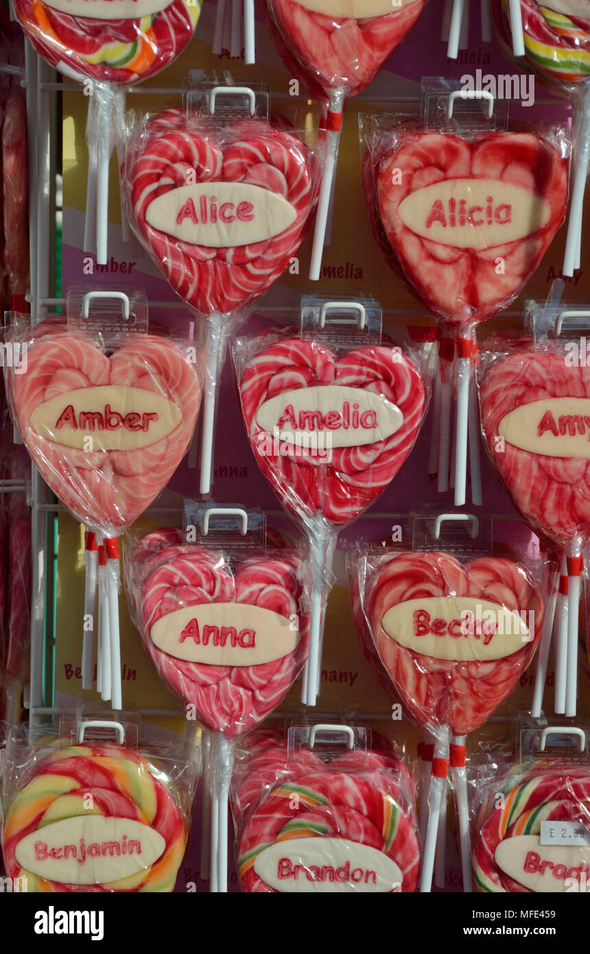 Noms de femmes sur lollipops Banque D'Images