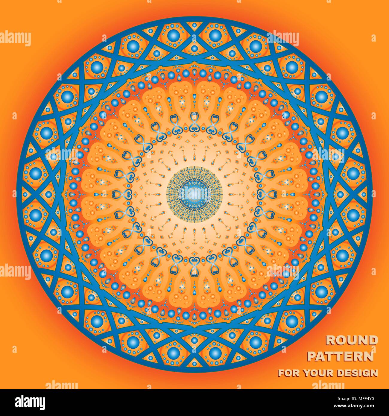 Vector pattern ronde avec texte en orange et bleu Illustration de Vecteur