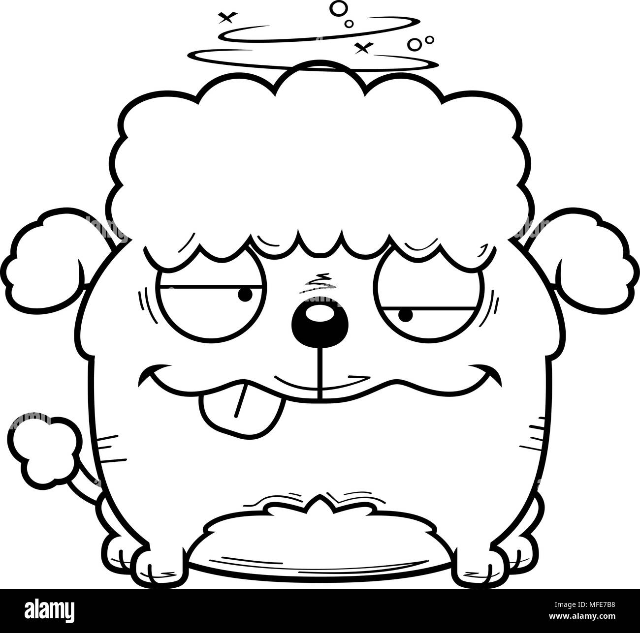 Illustration d'une caricature d'un petit caniche à la Bu. Illustration de Vecteur