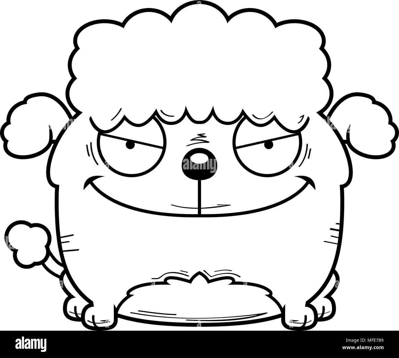 Illustration d'une caricature d'une sinistre à la petite caniche. Illustration de Vecteur