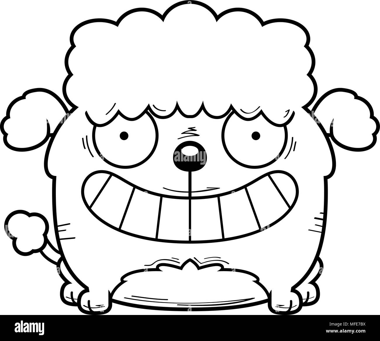 Illustration d'une caricature d'un caniche à peu heureux. Illustration de Vecteur