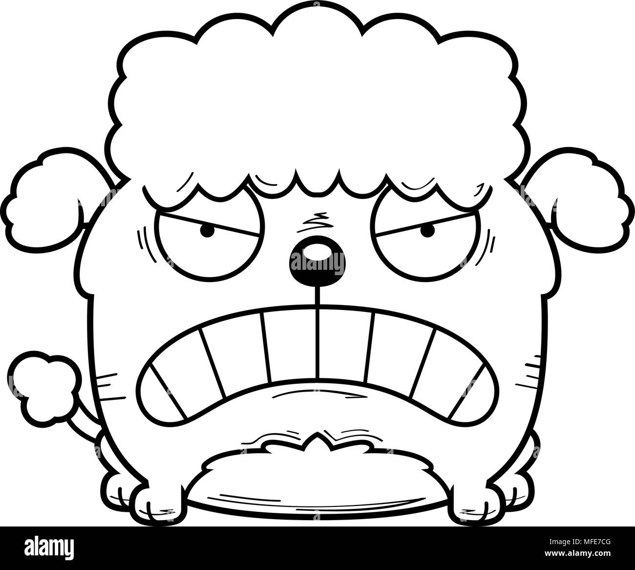 Illustration d'une caricature d'un petit caniche à Mad. Illustration de Vecteur