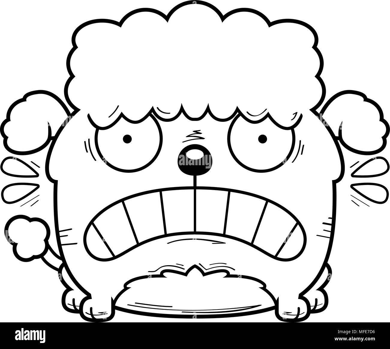 Illustration d'une caricature d'un petit caniche à terrifié. Illustration de Vecteur
