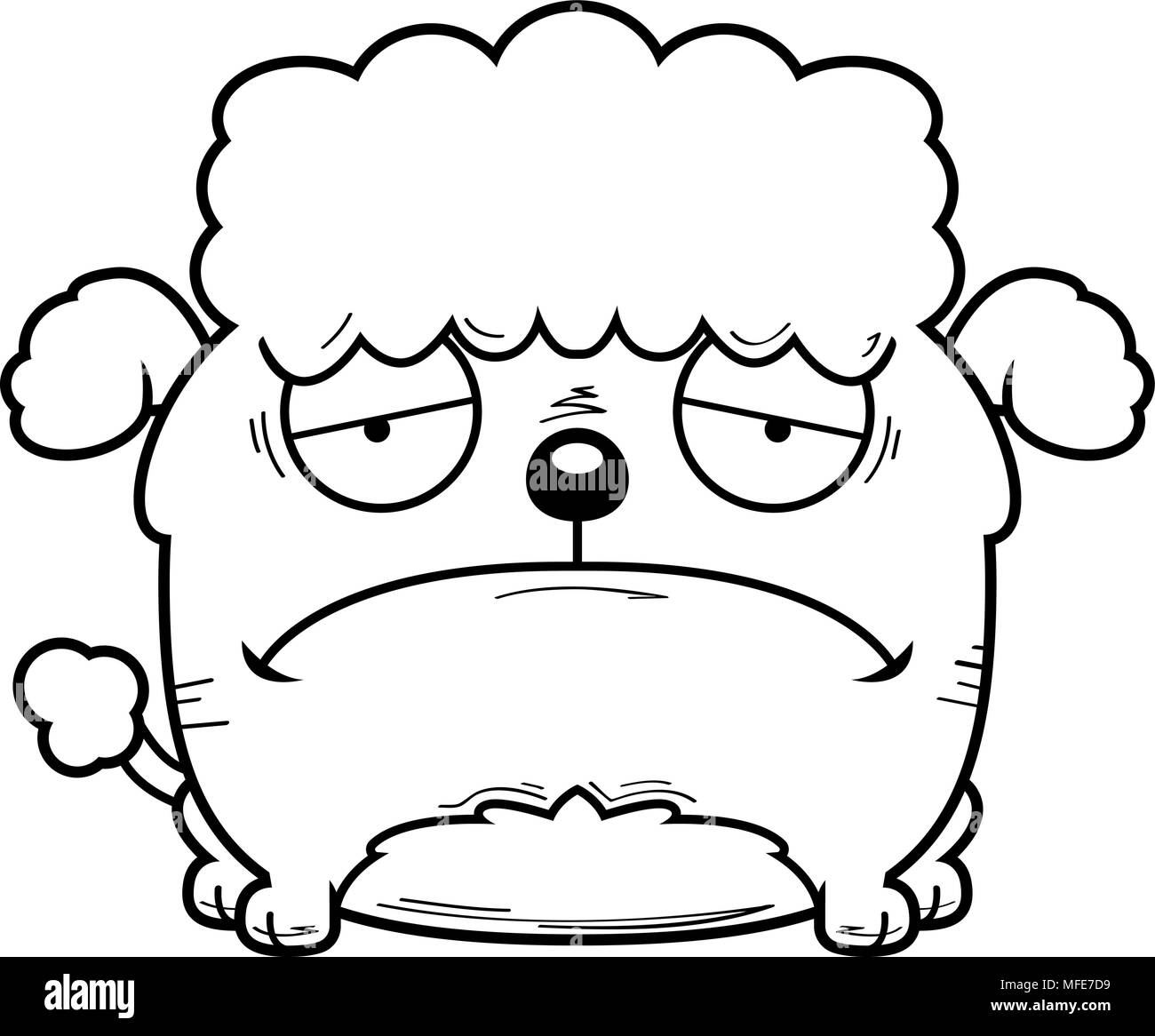 Illustration d'une caricature d'un petit caniche à la triste. Illustration de Vecteur