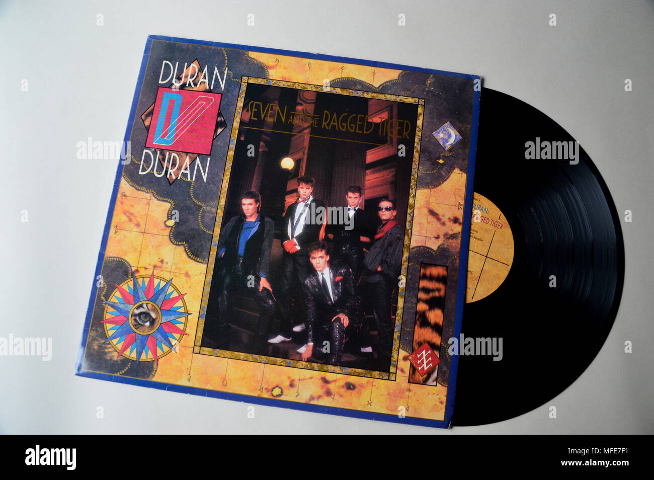 Duran Duran's Sept et le manchon de l'Album Ragged Tiger. Banque D'Images