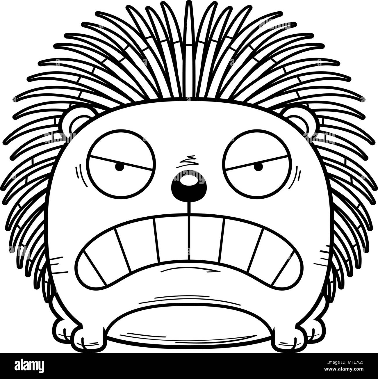 Illustration d'une caricature d'un porc-épic avec une expression de colère. Illustration de Vecteur