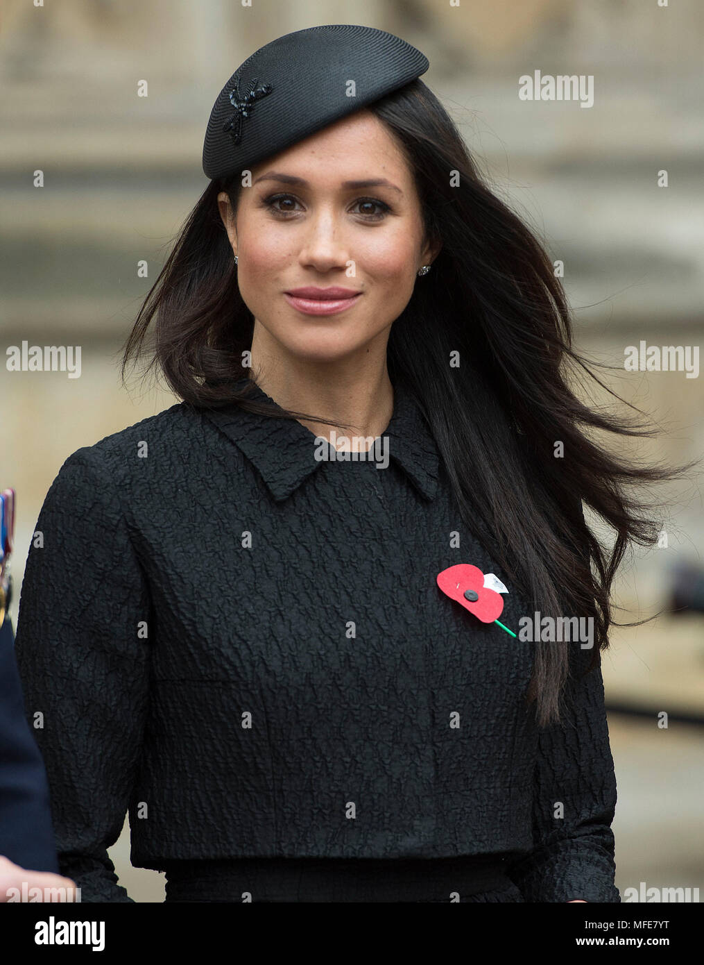 Meghan Markle quitte le service annuel de commémoration et d'action de grâce à l'abbaye de Westminster, Londres, pour commémorer la Journée de l'Anzac. Banque D'Images