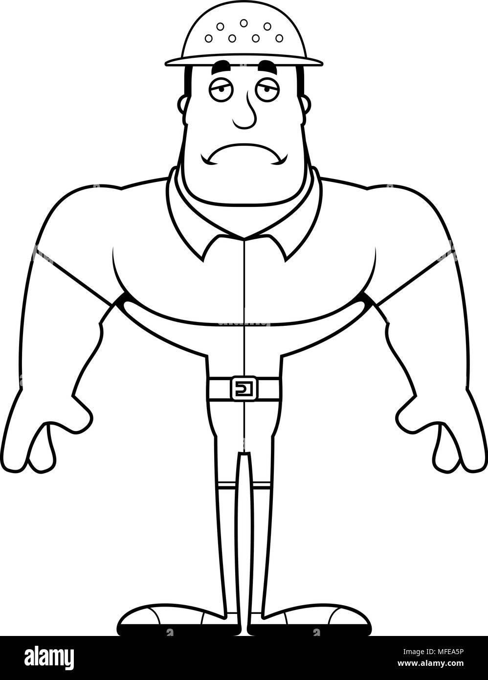 Un dessin animé zookeeper à triste. Illustration de Vecteur