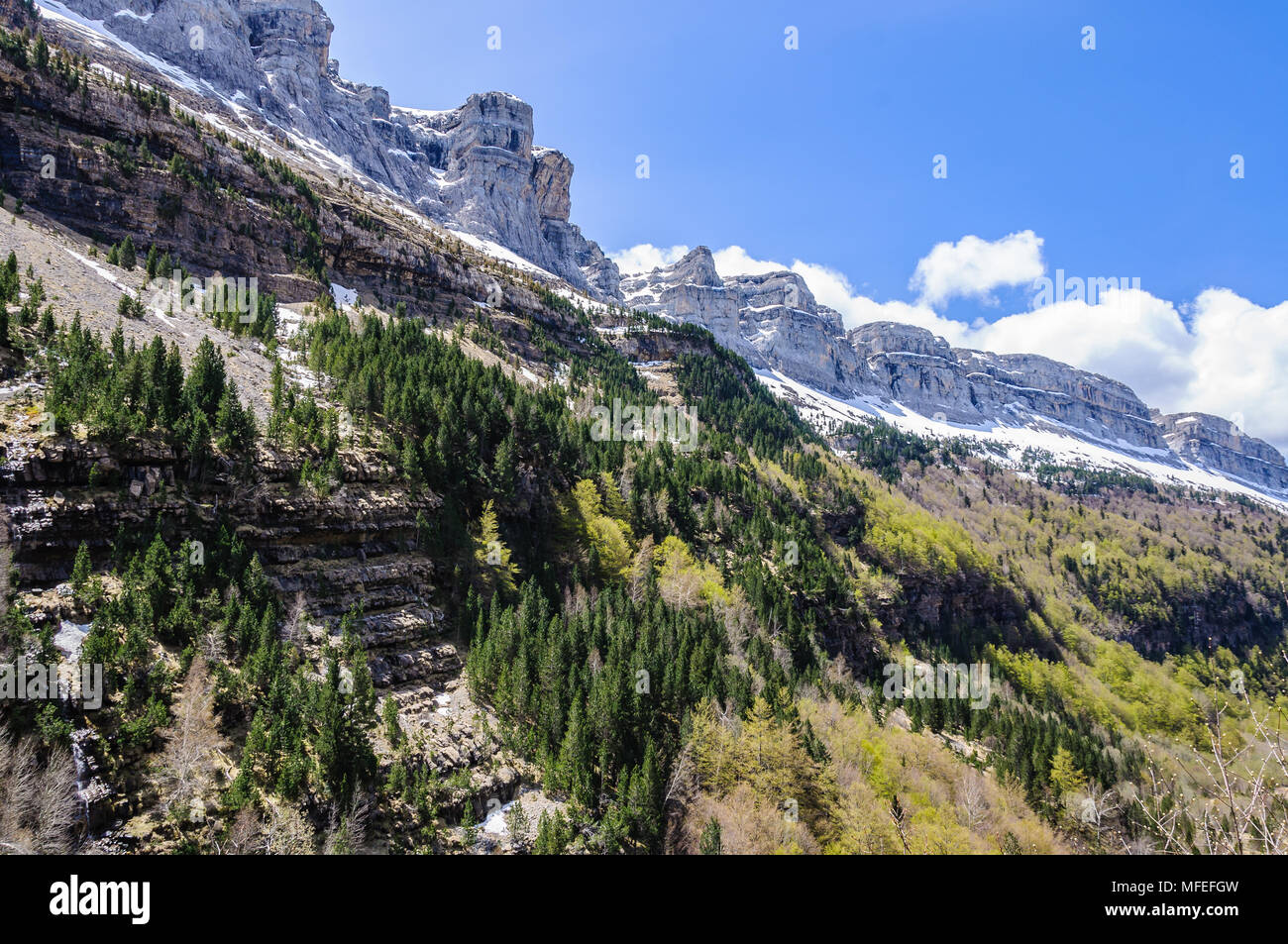 Chaîne de montagne dans la vallée d'Ordesa dans les Pyrénées aragonaises, Espagne Banque D'Images