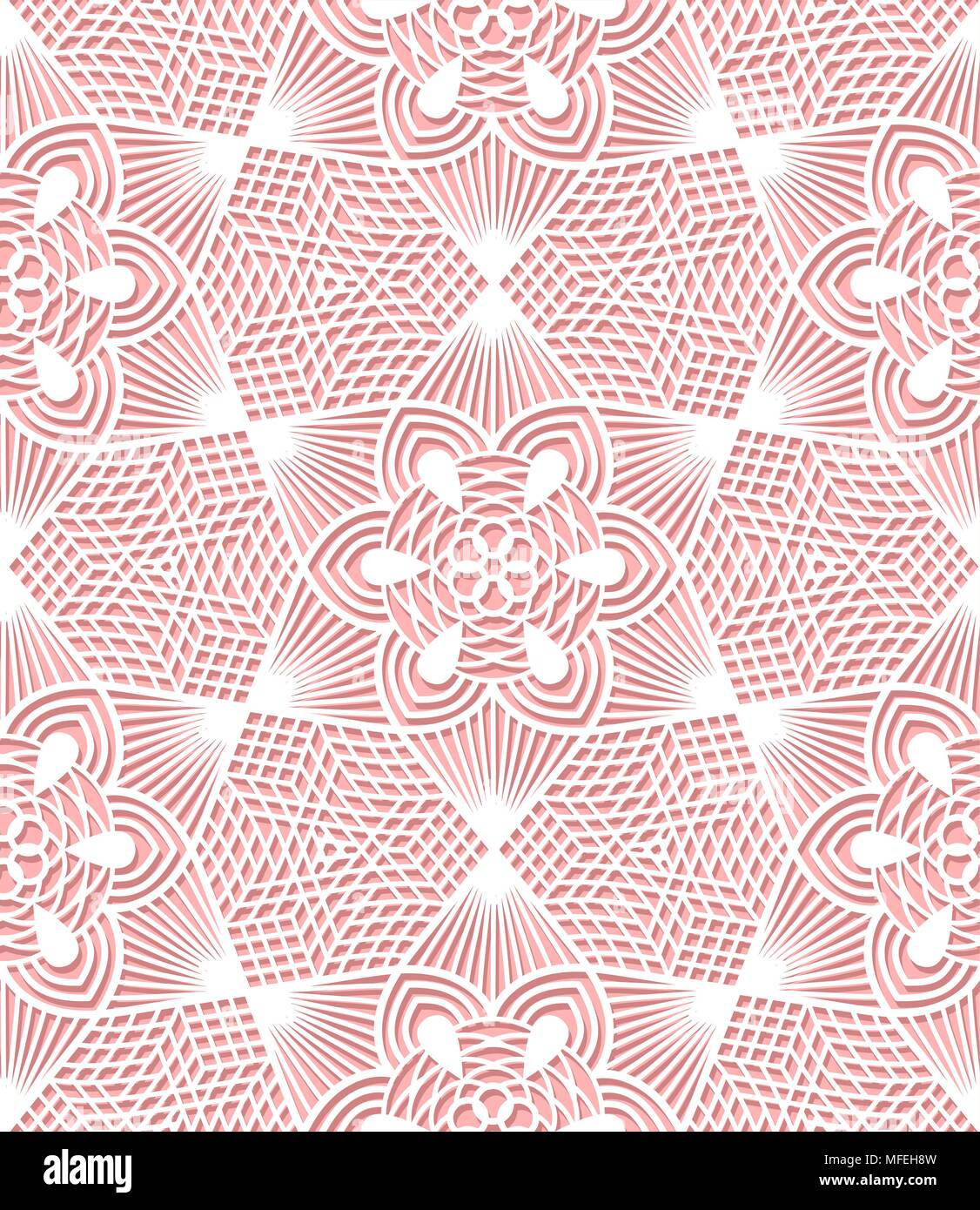 Motif dentelle transparente sur fond rose Illustration de Vecteur