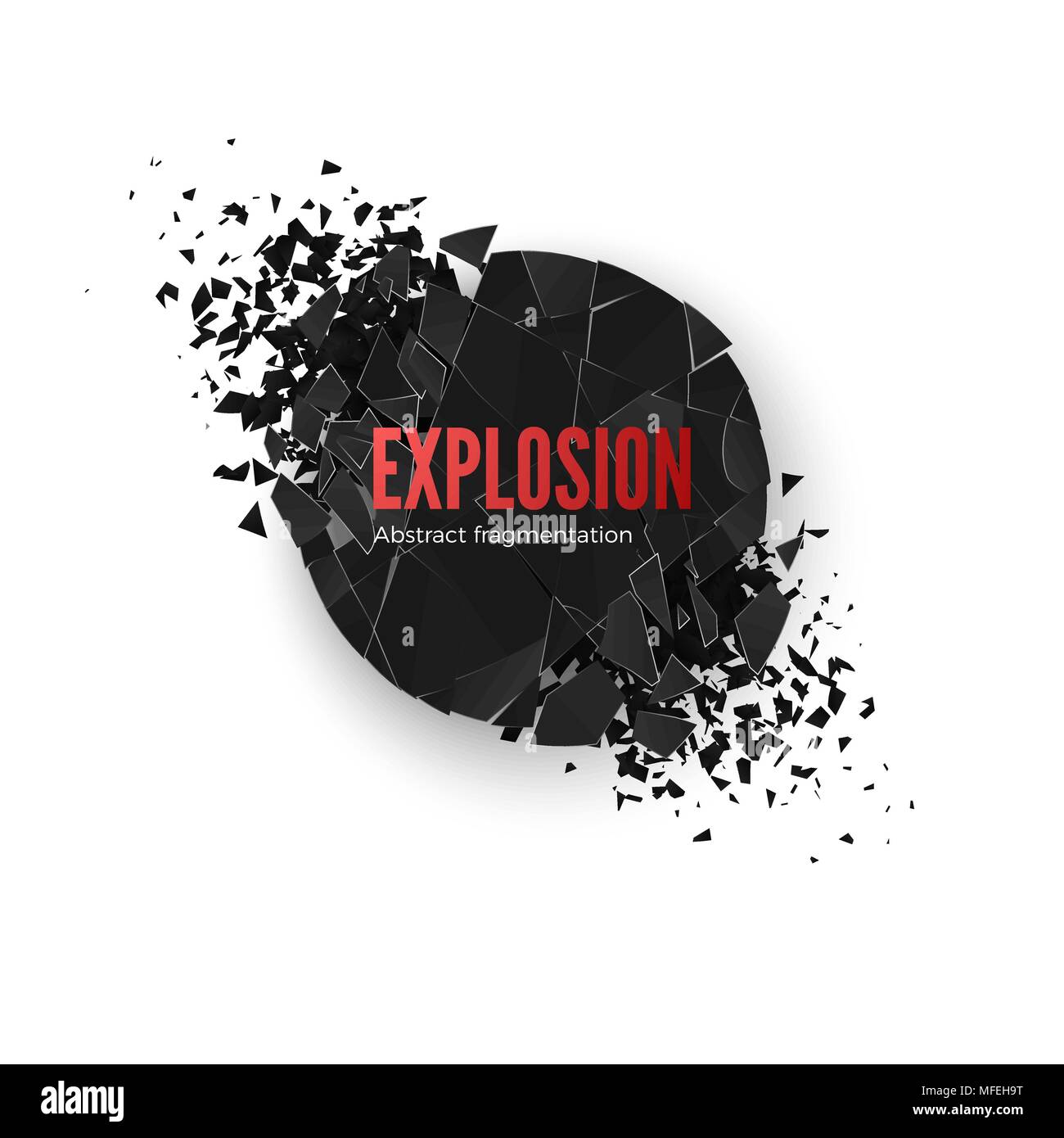 Explosion de la bannière de la simulation. D'exploser et de destruction massive. Briser le cercle d'effet. Vector illustration isolé sur fond whide Illustration de Vecteur