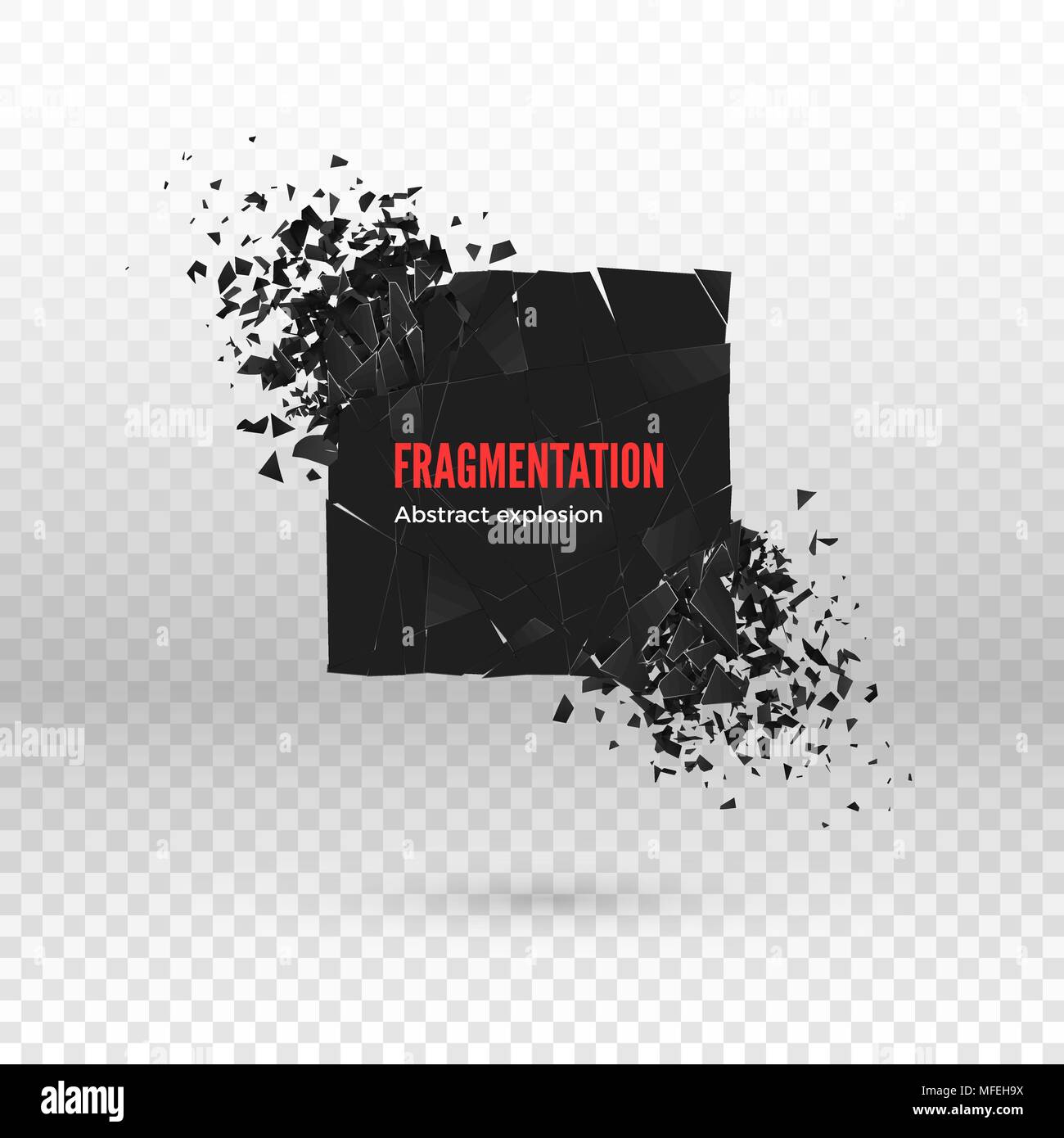 Briser et la destruction dark square effet. Abstract nuage de morceaux et fragments après l'explosion. Vector illustration isolé sur zone transparente Illustration de Vecteur