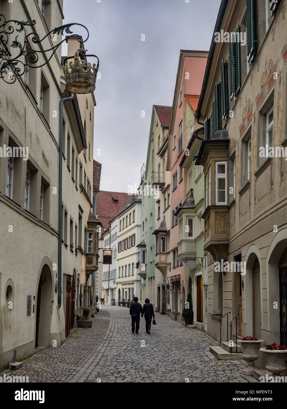 Vieilles rues à Lindau au Bodensee, Allemagne Banque D'Images