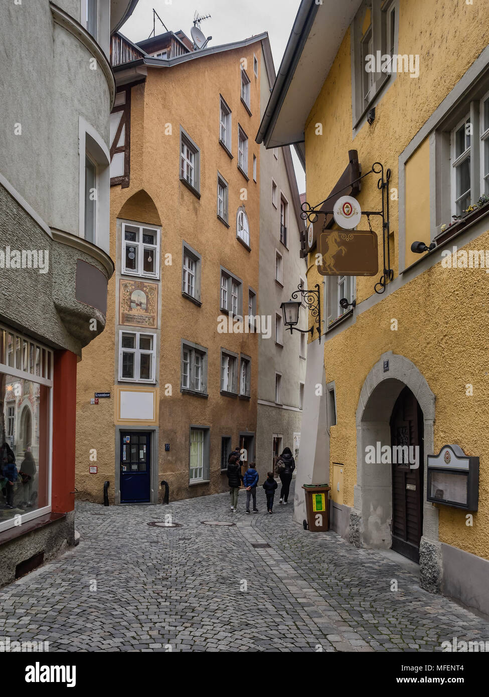 Vieilles rues à Lindau au Bodensee, Allemagne Banque D'Images
