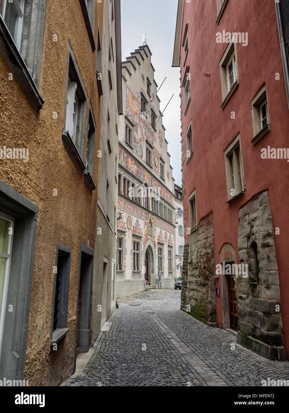Vieilles rues à Lindau au Bodensee, Allemagne Banque D'Images
