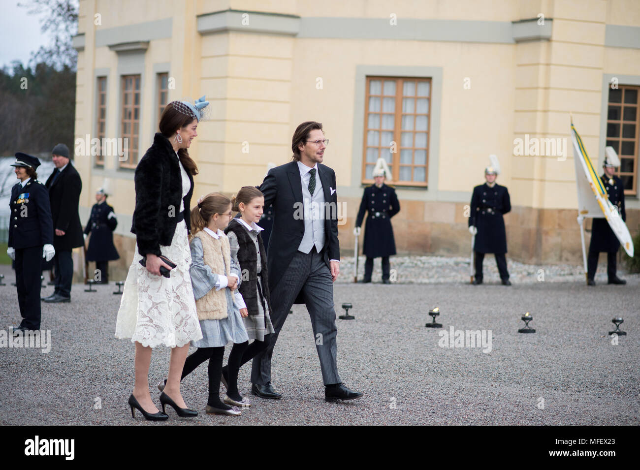 Église de Drottningholm, Stockholm, Suède, le 1e décembre, 2017. S.a.r. le Prince Gabriel Carl Walther baptisted. Banque D'Images