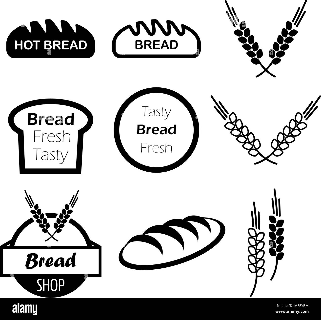 Icônes du pain chaud Illustration de Vecteur