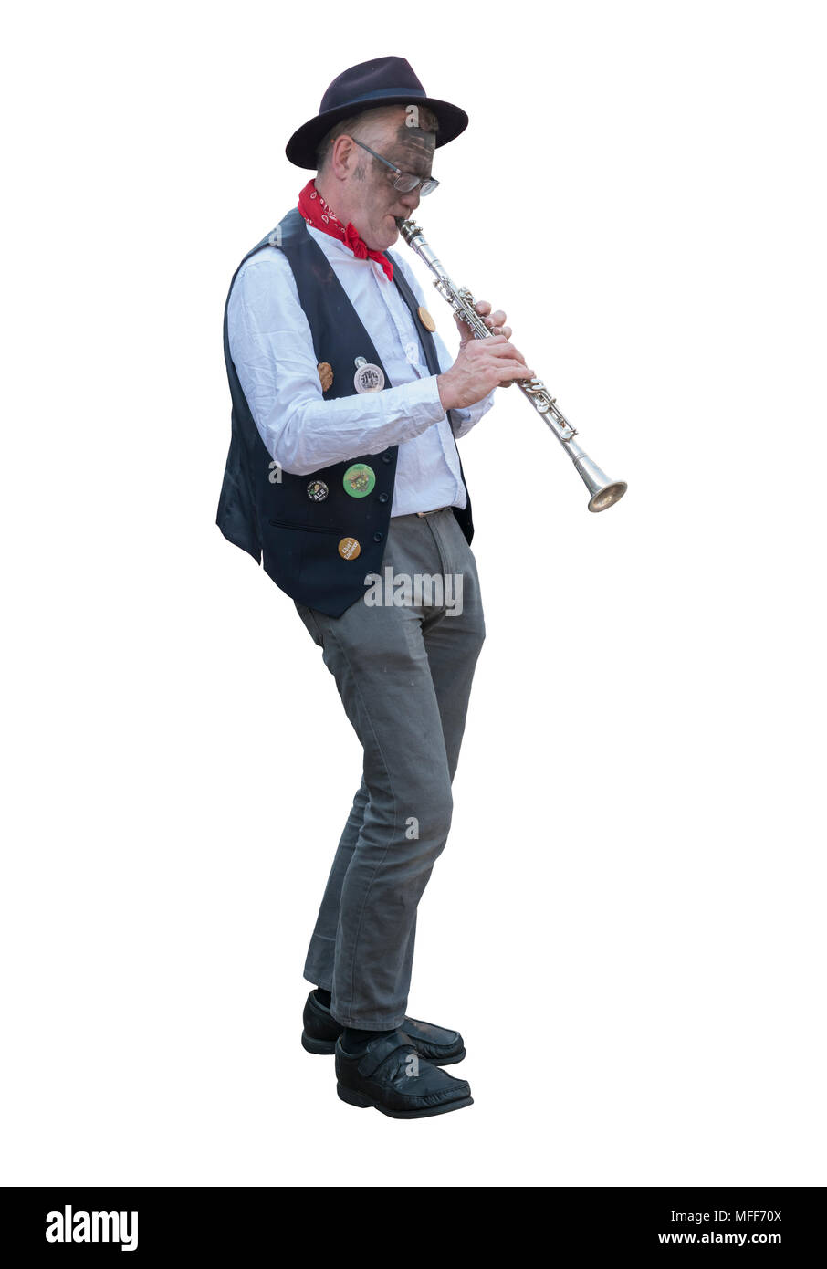 Découper l'image d'un joueur de clarinette Banque D'Images