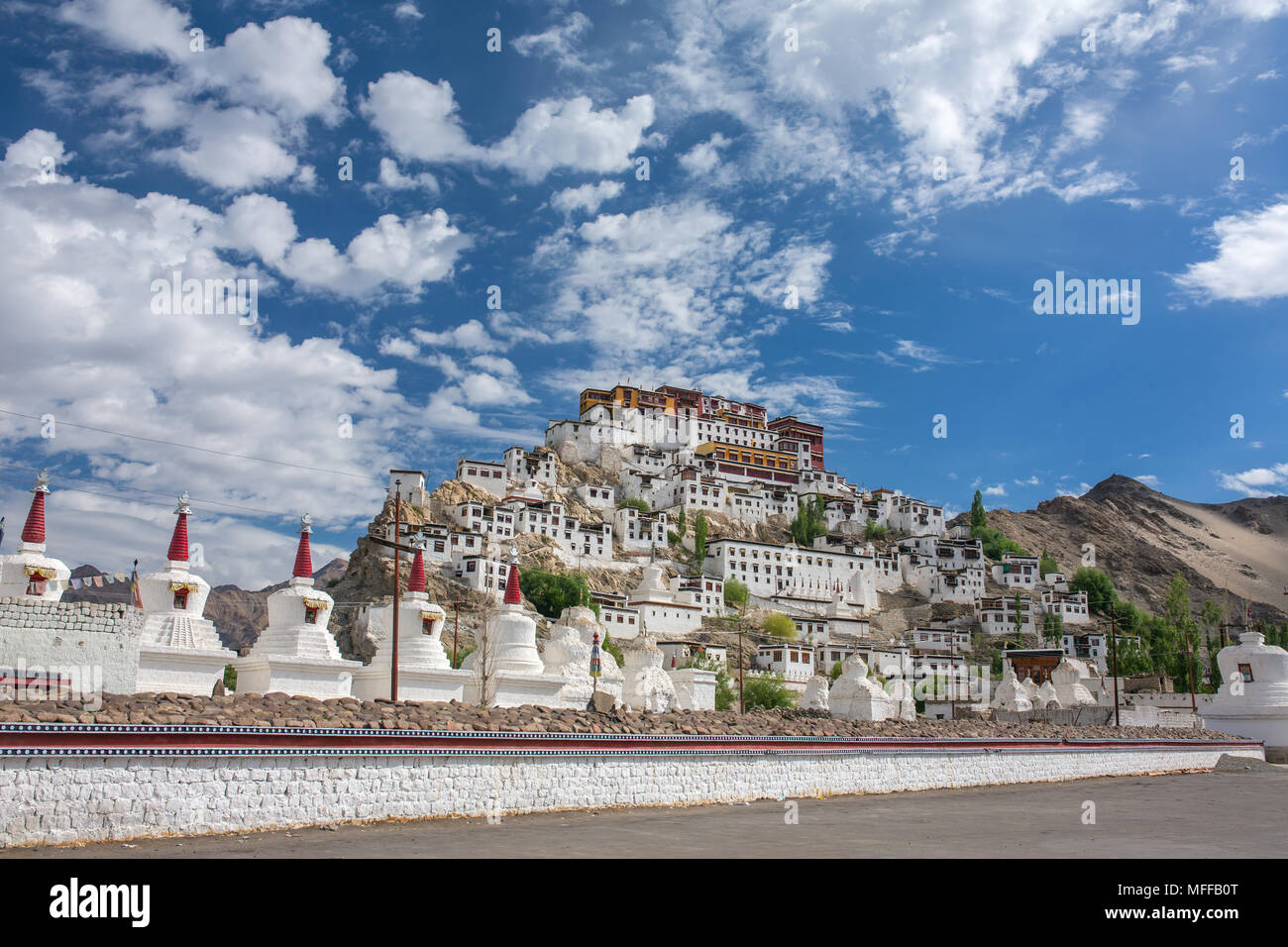 Le monastère de Thiksey au Ladakh, Inde. Banque D'Images