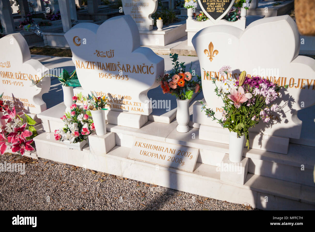 Tombes des victimes de la guerre en Bosnie de 1993 à Mostar, Bosnie-Herzégovine Banque D'Images