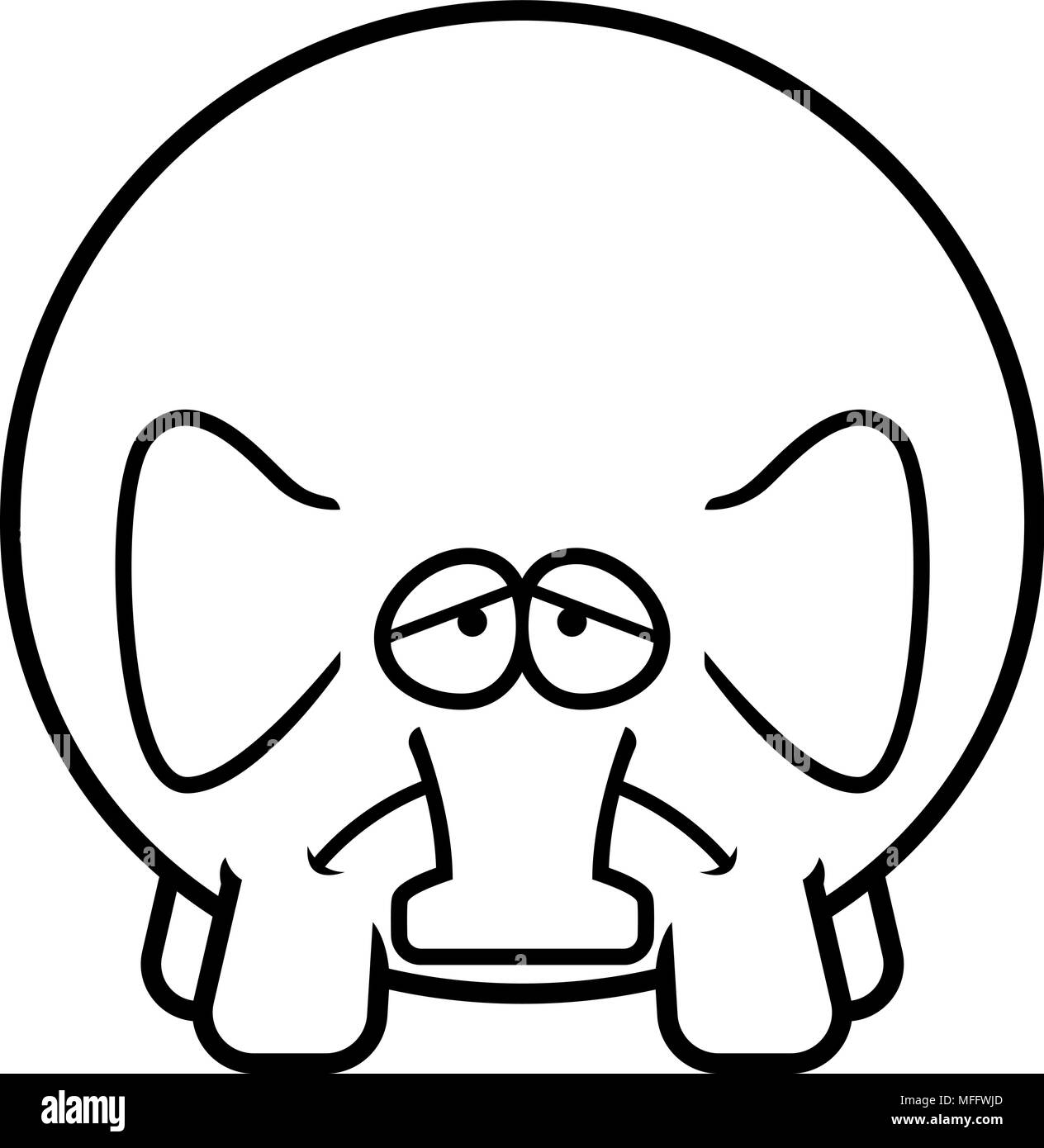 Illustration d'une caricature d'un éléphant à la triste. Illustration de Vecteur