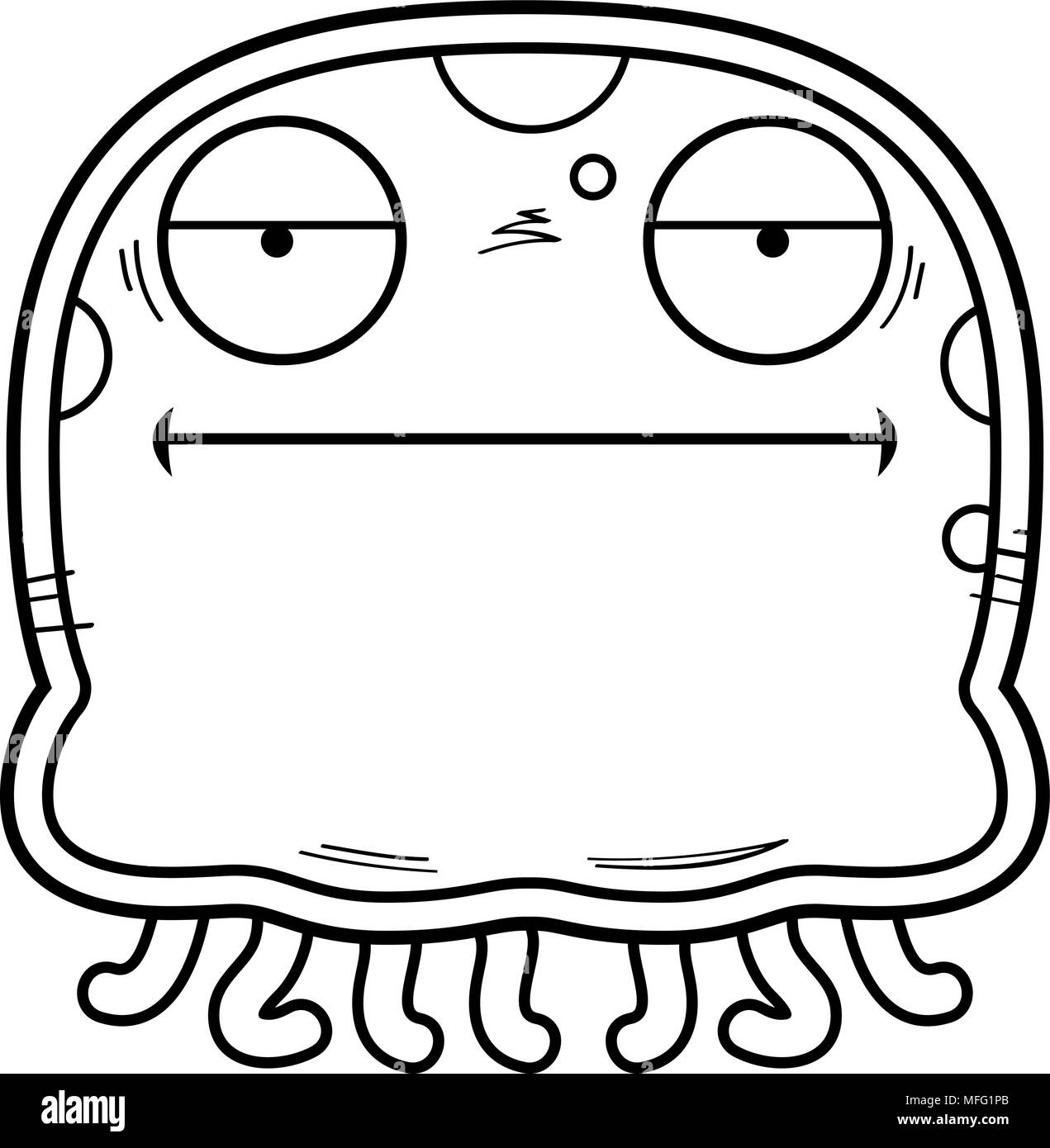 Illustration d'une caricature d'une méduse à l'ennui. Illustration de Vecteur