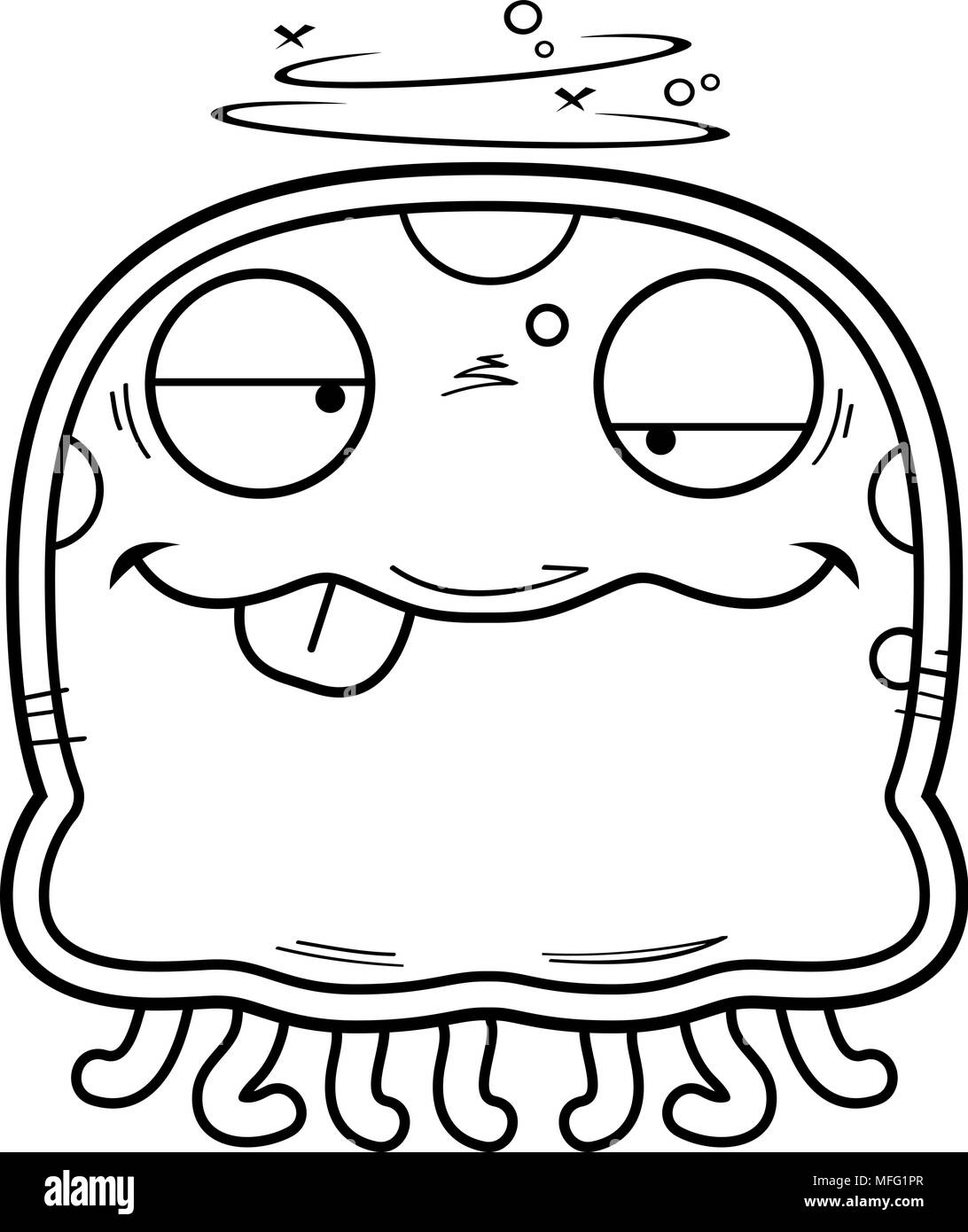 Illustration d'une caricature d'une méduse à la Bu. Illustration de Vecteur