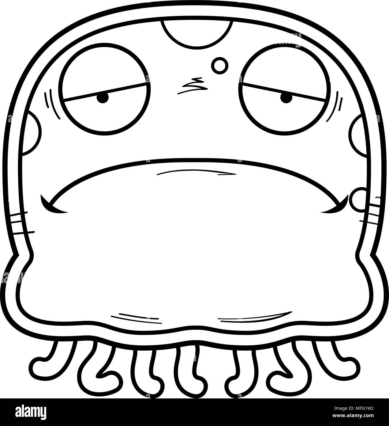 Illustration d'une caricature d'une méduse à la triste. Illustration de Vecteur