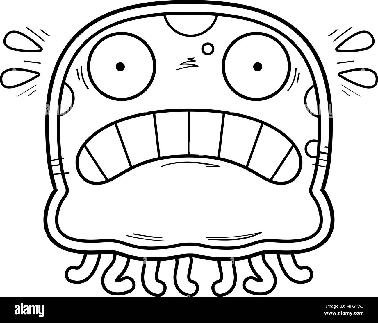 Illustration d'une caricature d'une méduse à la peur. Illustration de Vecteur