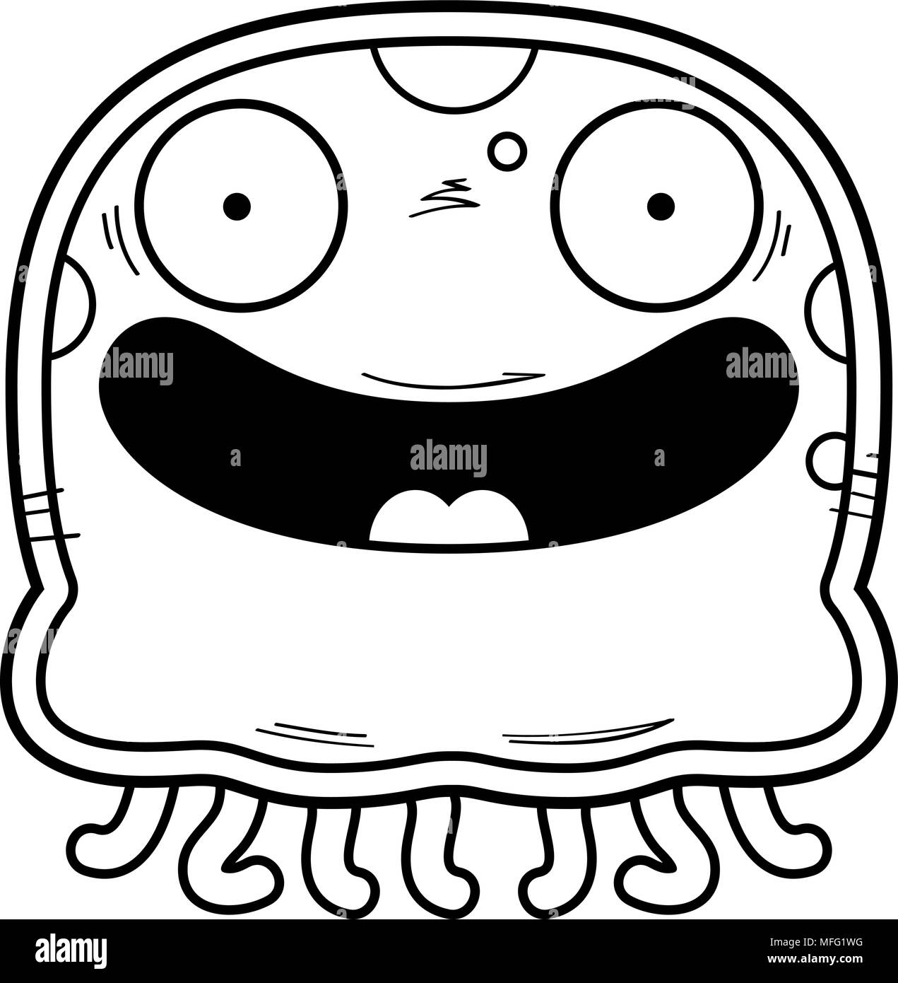 Illustration d'une caricature d'une méduse en souriant. Illustration de Vecteur