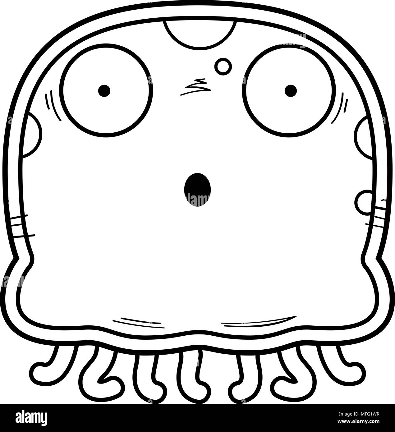 Illustration d'une caricature d'une méduse à la surprise. Illustration de Vecteur