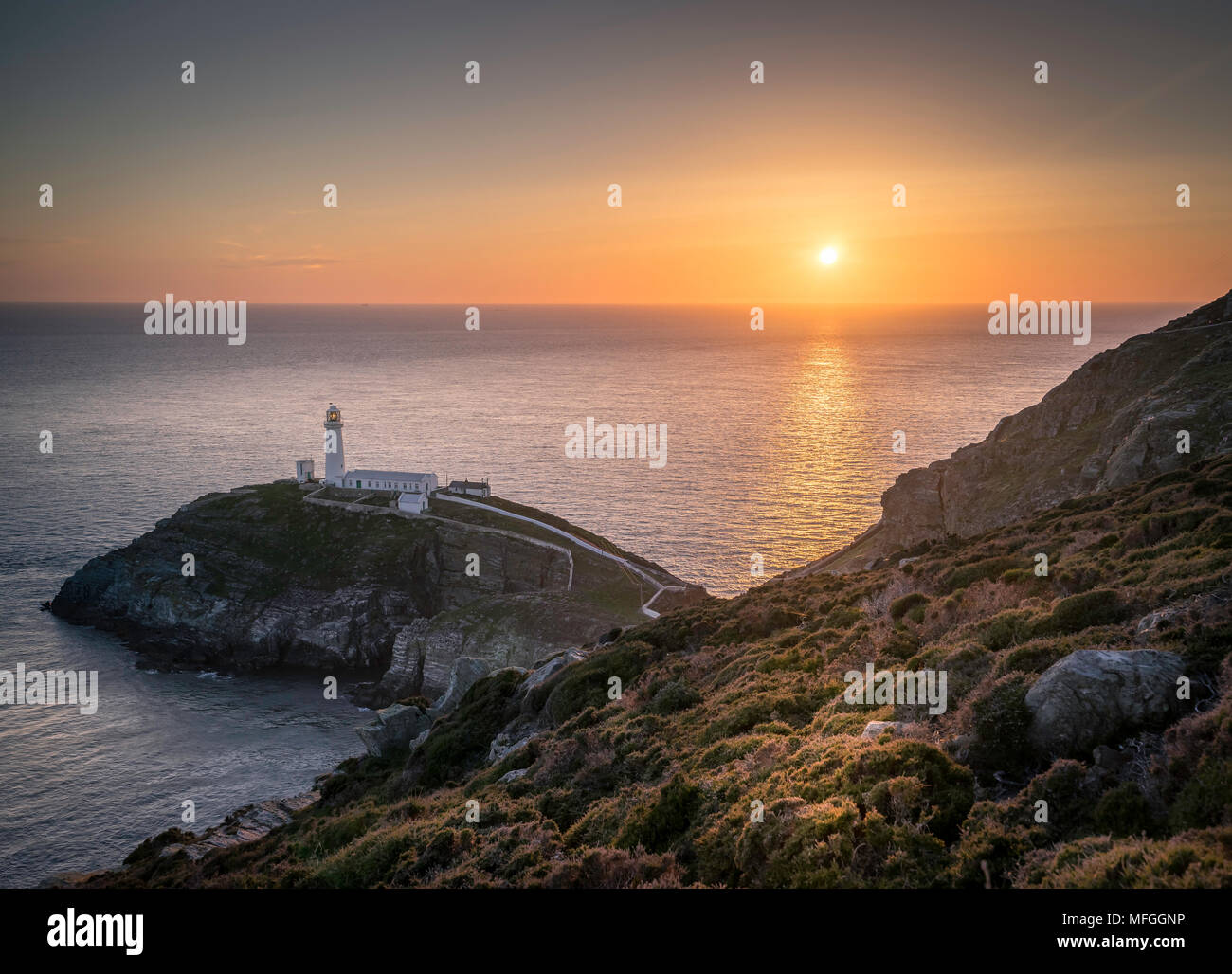 Phare de South Stack, Hamburg, Nord du Pays de Galles, Royaume-Uni Banque D'Images
