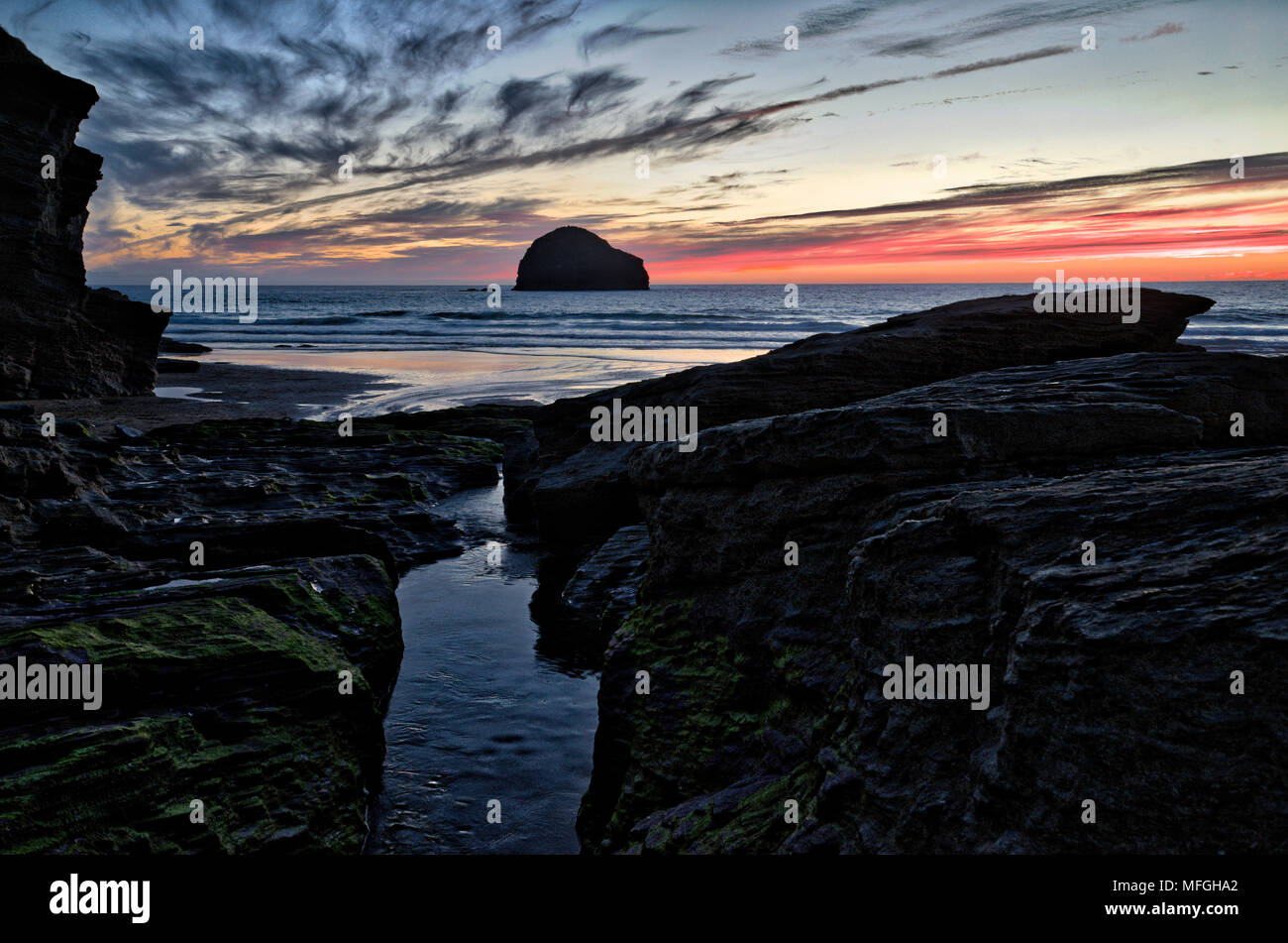 Trebarwith Strand, Cornwall, UK Banque D'Images