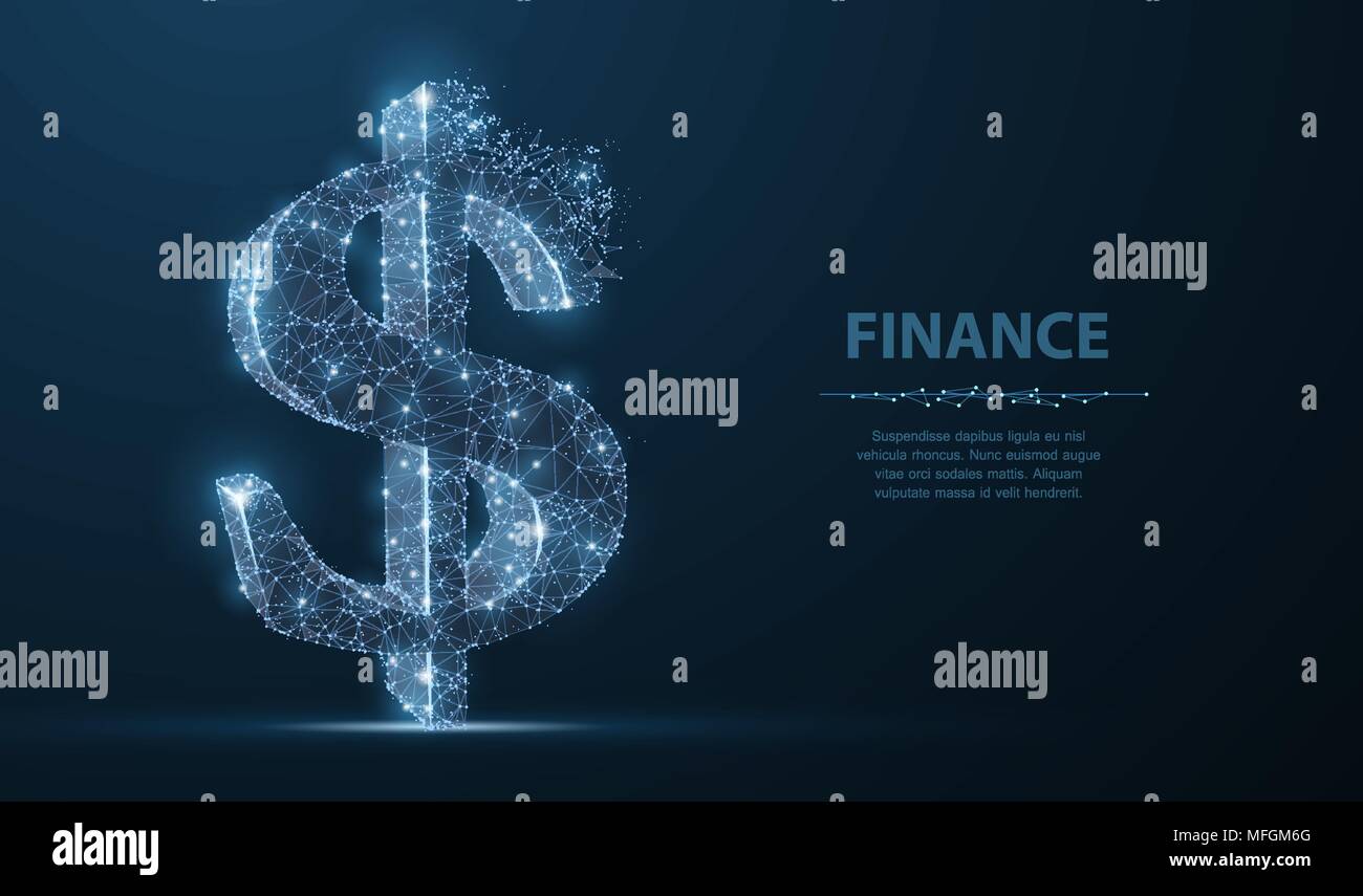 Le symbole du dollar. Maillage polygonal art ressemble à constellation. Concept illustration ou d'arrière-plan Illustration de Vecteur