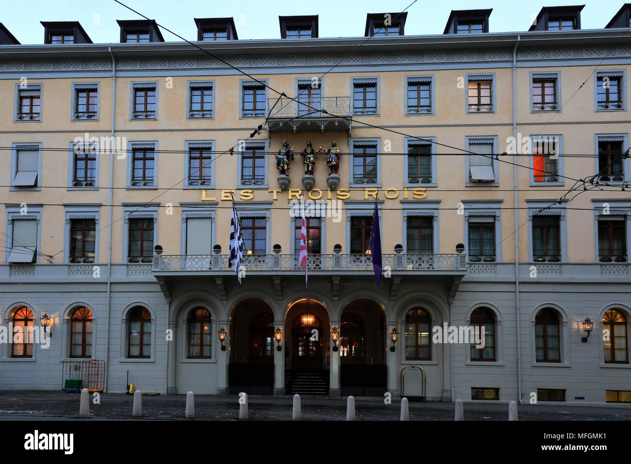 L'Hôtel Les Trois Rois (trois rois) hôtel, Bâle-Ville, canton de Bâle-Ville,  Suisse, Europe Photo Stock - Alamy