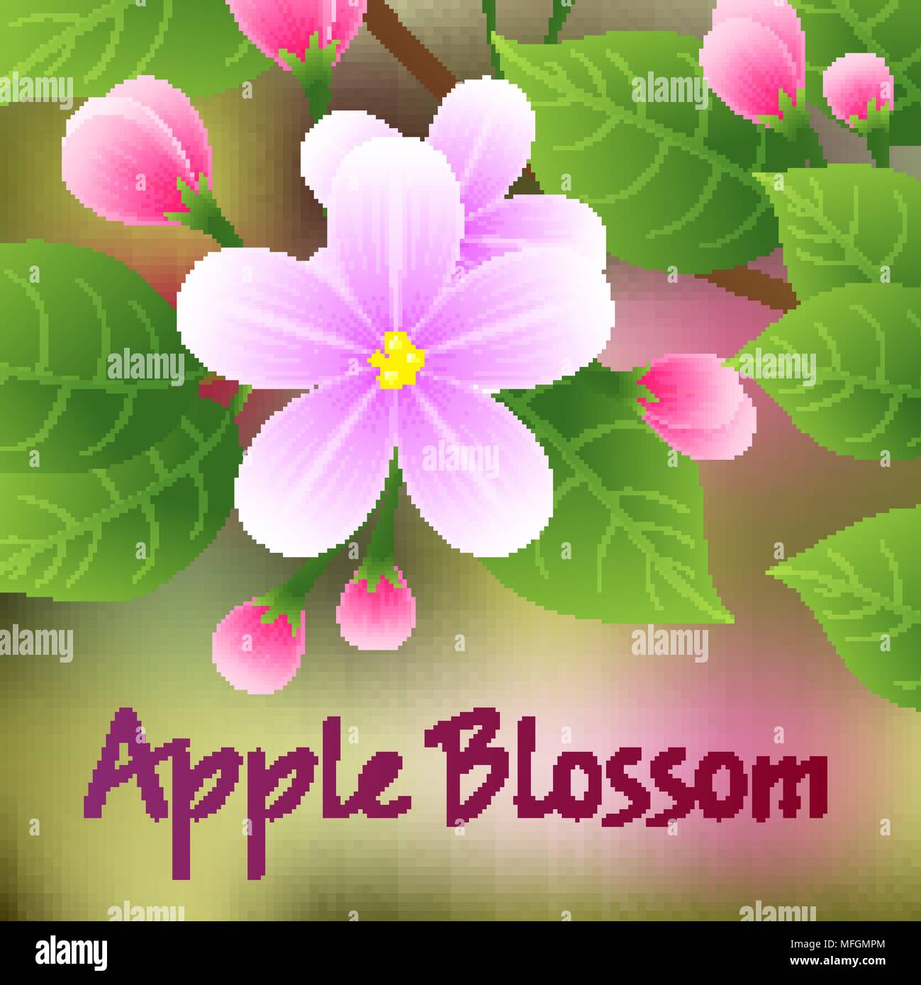 Branche de pommier en fleurs avec des fleurs roses. Vector illustration Illustration de Vecteur