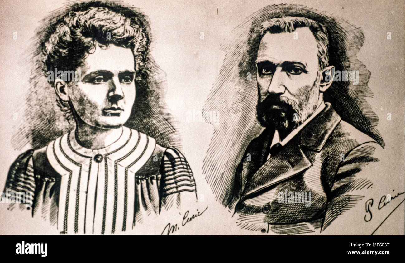 Marie et Pierre Curie - en 1903, ils ont reçu le Prix Nobel de physique Banque D'Images