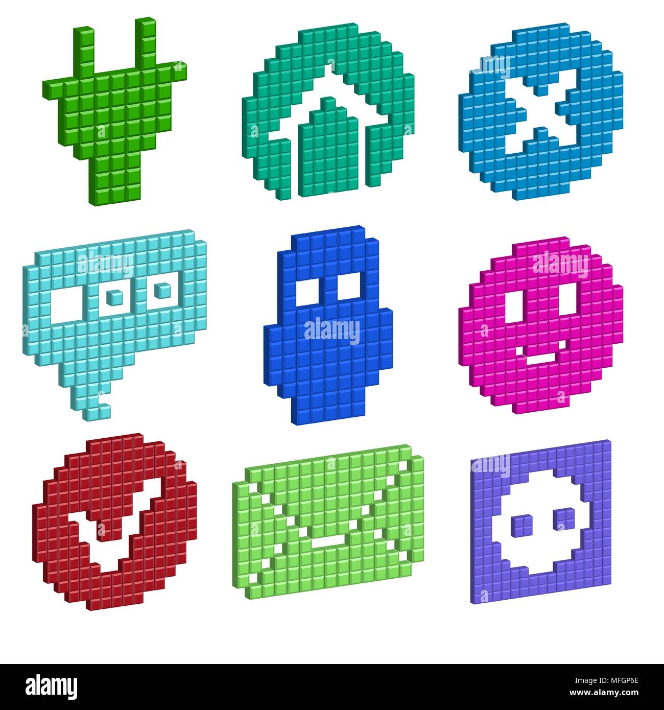 Un ensemble d'icônes de pixels pour votre design individuel. Vector illustration Illustration de Vecteur