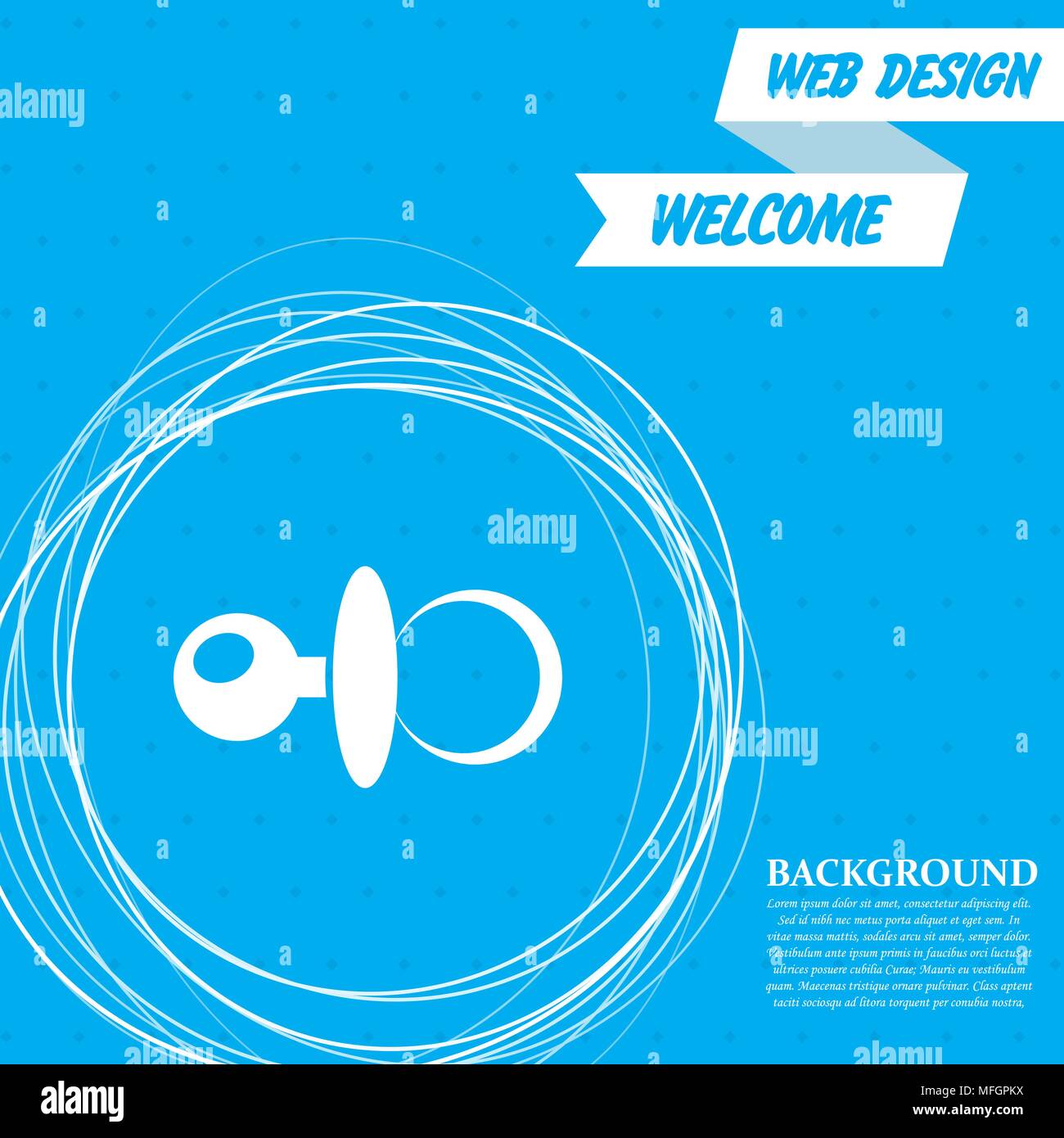 Sucette de bébé icône sur un fond bleu avec abstract circles autour et la place pour votre texte. Vector illustration Illustration de Vecteur