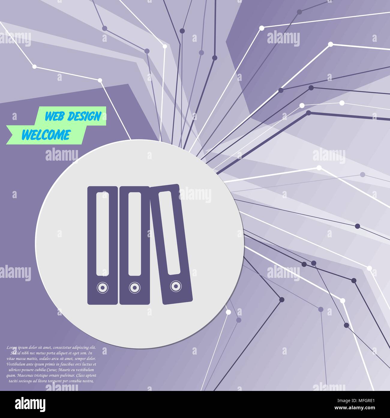 Icône de dossier sur fond violet moderne abstrait. Les lignes dans toutes les directions. Avec de l'espace pour votre publicité. Vector illustration Illustration de Vecteur