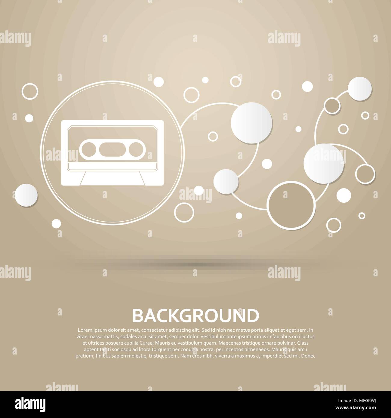 L'icône de la cassette sur un fond brun avec un style élégant et design infographie. Vector illustration Illustration de Vecteur