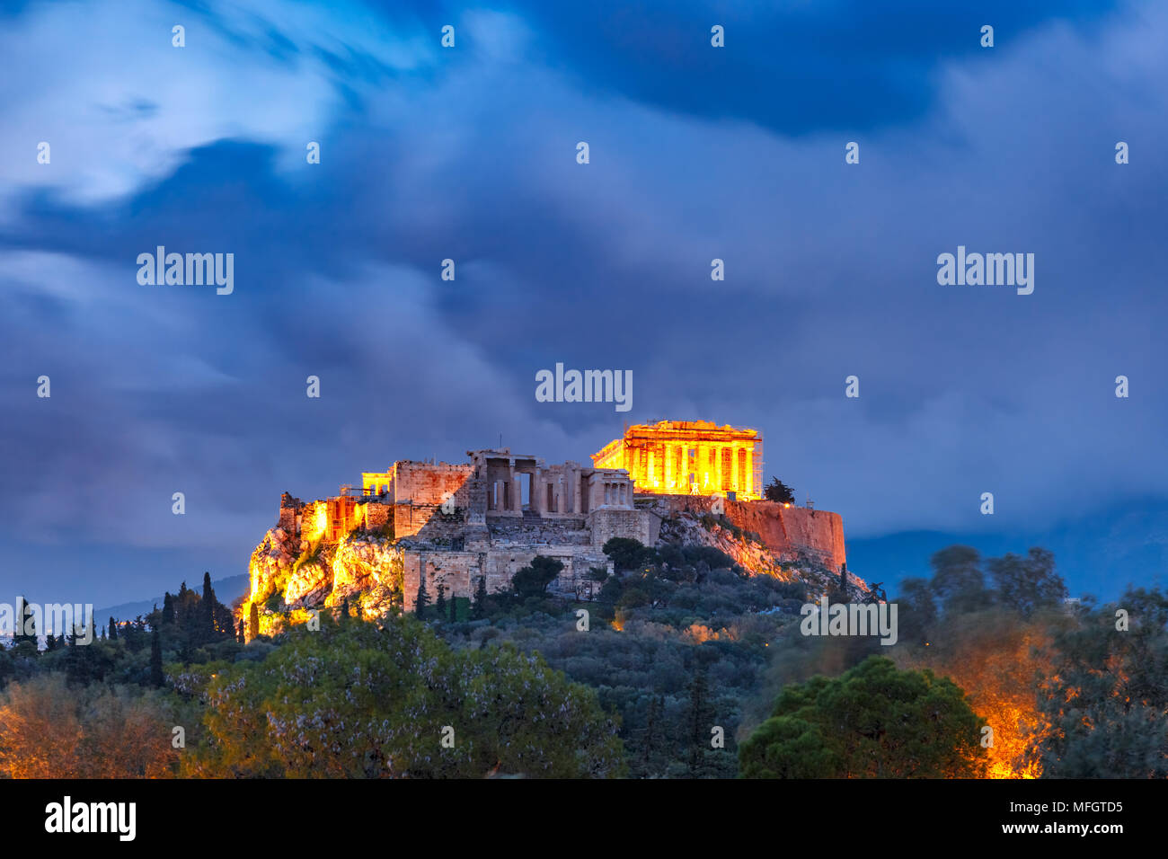 La colline de l'Acropole et le Parthénon à Athènes, Grèce Banque D'Images