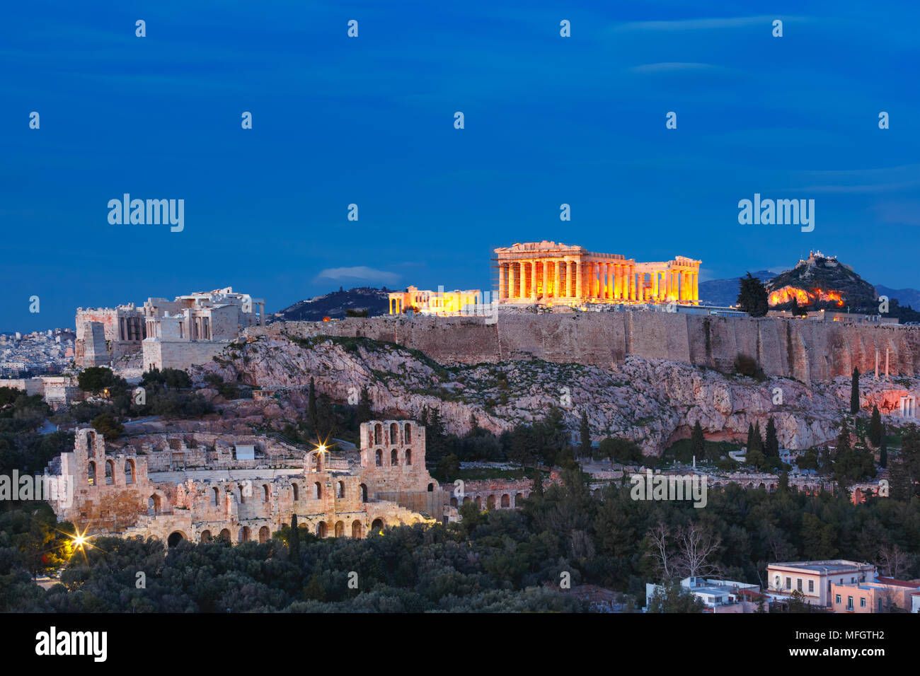 La colline de l'Acropole et le Parthénon à Athènes, Grèce Banque D'Images