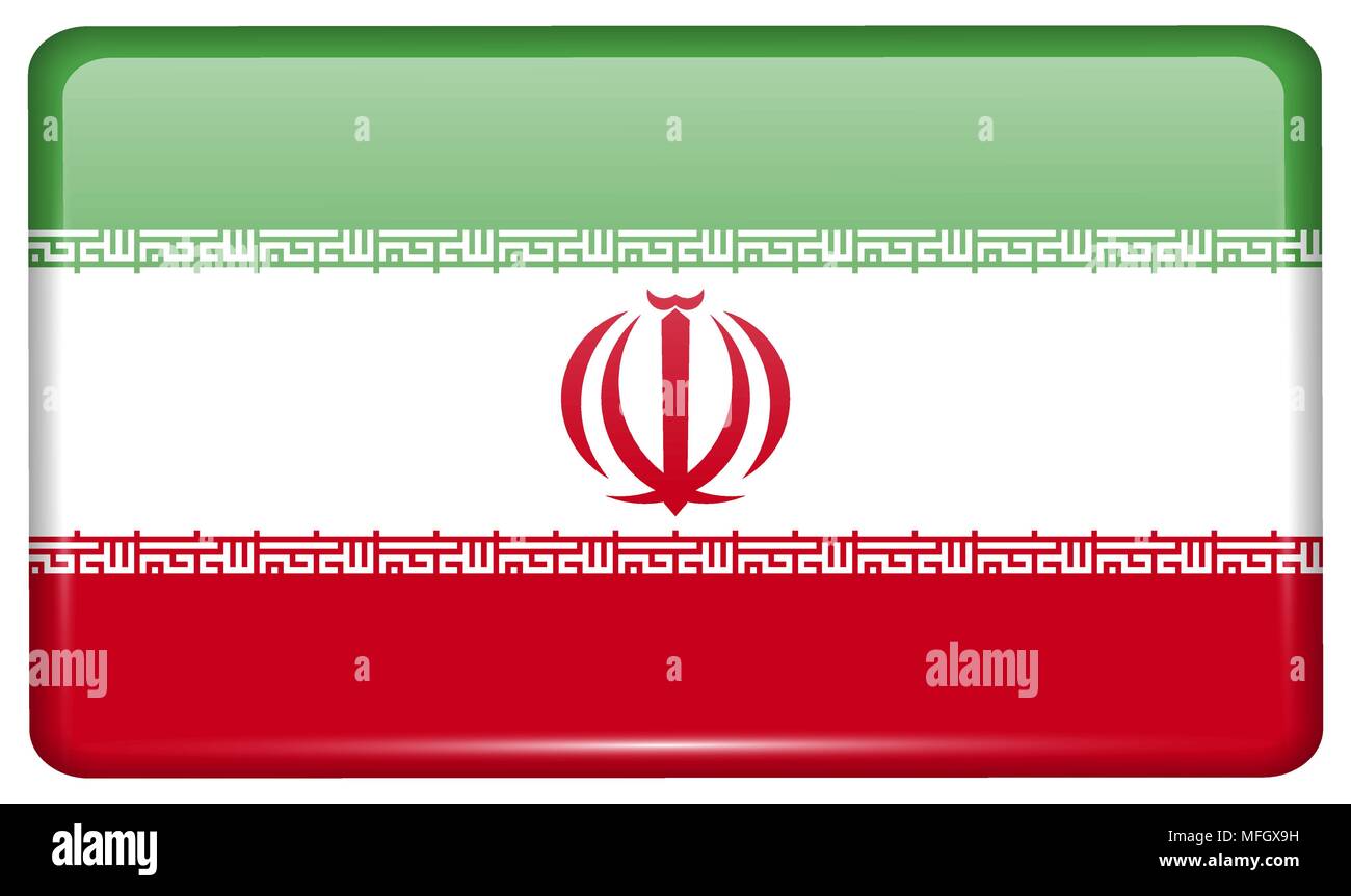 Drapeaux de l'Iran sous la forme d'un aimant sur le réfrigérateur avec les réflexions de lumière. Vector illustration Illustration de Vecteur