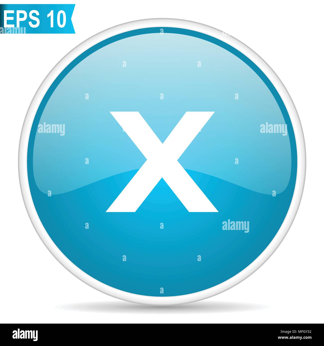 Ronde brillant bleu annuler icône vecteur en eps 10. Design moderne modifiable bouton internet sur fond blanc. Illustration de Vecteur
